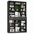 thumbnail image 3 of Homfa 75'' Bookshelf and Bookcase with 3 Drawers, Wooden Storage Book Shelf with Adjustable Shelves For Living Room, Home Office, Black, 3 of 7