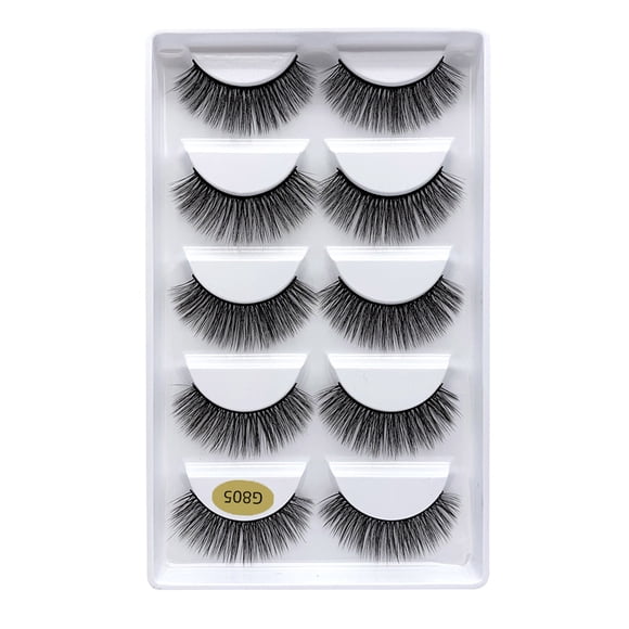 Xihbxyly Juego de Pestañas Postizas Gruesas, Naturales, Largas y Rizadas, Suaves y Tupidas, de Visón, 5 Pares, Maquillaje para Bodas, Ideal para Selfies, Fácil Aplicación.