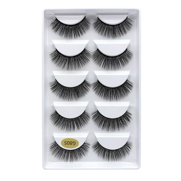 Pestañas naturales, pestañas postizas, pestañas cortas, pestañas postizas gruesas naturales, 5 pares de pestañas mixtas, pestañas de visón de imitación, pestañas postizas artificiales puras, pestañas