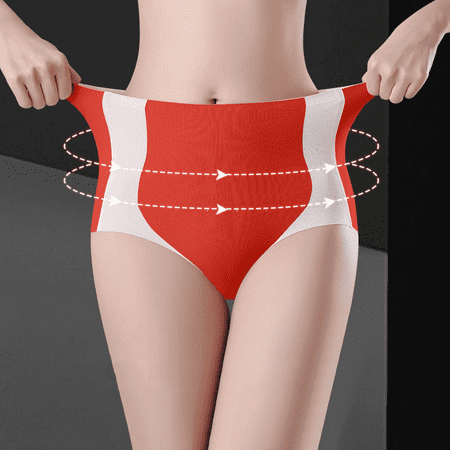 Fulorrnie Underwear for Women Plus Size High Waist Seamless Panty Waistband Thong Band Tummy Control Panties  Red  XL