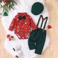 thumbnail image 3 of WUANDIXFA Baby Boy Christmas Outfit Long Sleeve Shirts Pants and Hat Holiday Party Cute Print Fall Winter Clothes,AG,6-9 Months, 3 of 7