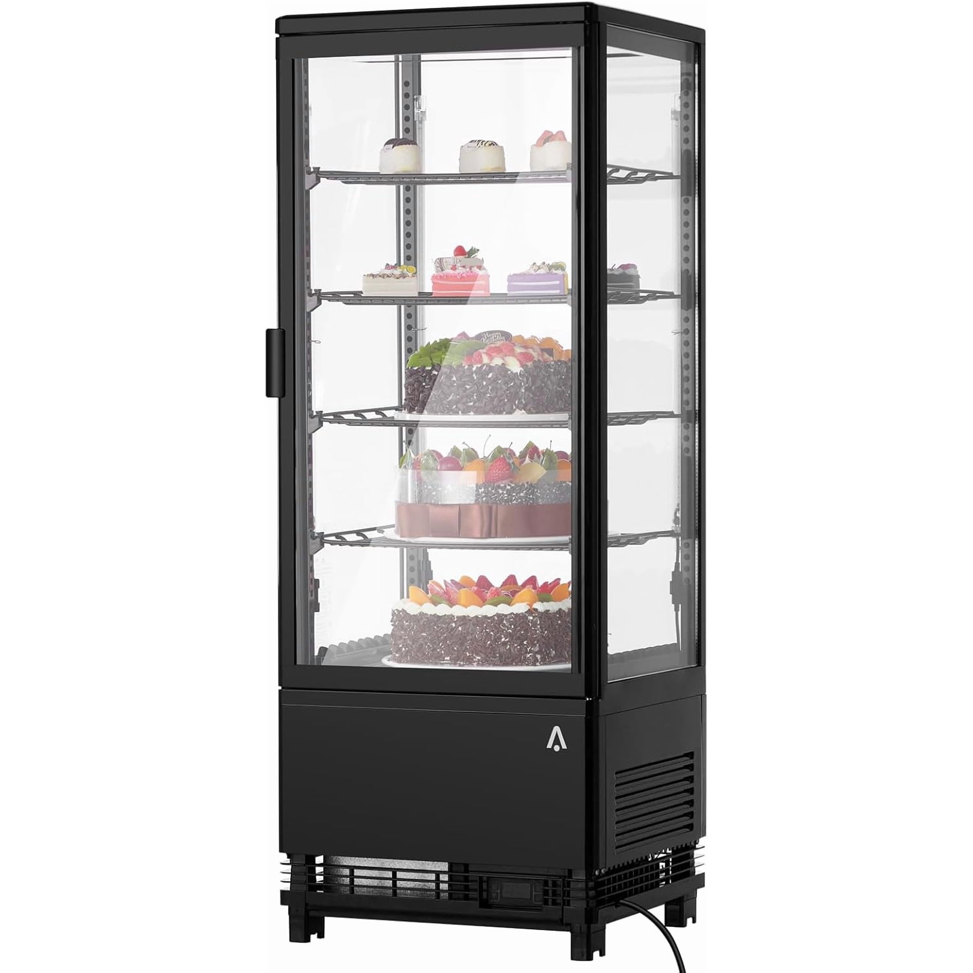 Homhougo Refrigerated Display Case, 3.5 Cu.Ft, Countertop Pastry Display Case Commercial Display Refrigerator with LED Lighting, Frost-Free Air-Cooling, Locked Door for Bakery