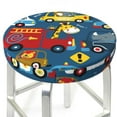 thumbnail image 3 of Qekee Vehicles Cartoon with Funny Drivers Print Velvet Round Bar Stool Seat Cover, Soft Foam Cushioned Protector with Non-Slip Backing for Kitchen, Office & Restaurant Chairs-12 inch, 3 of 7