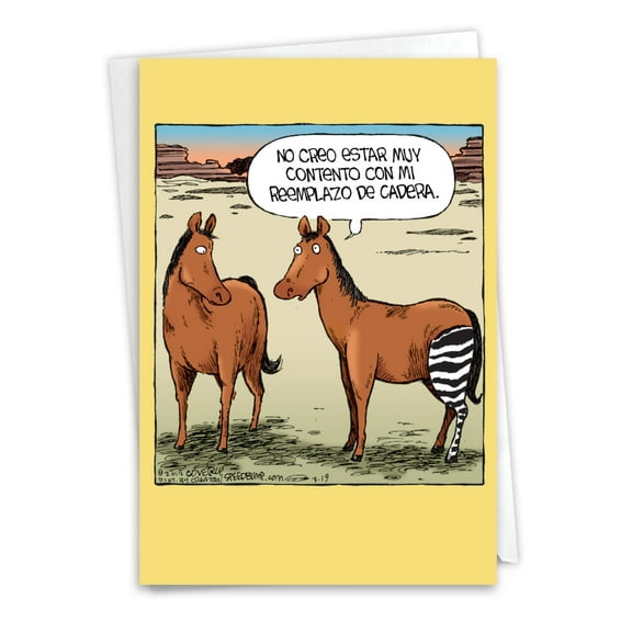 NobleWorks Funny Spanish Get Well Greeting Card with 5 x 7 Inch Envelope (1 Card) Reemplaze de Cadera de Caballo C1770GWG-SL
