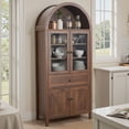 thumbnail image 2 of S-HOME Dome Cabinet with Multi-Level Storage, Antique Design, 71.65 Inch High Engineered Hardwood for Versatile Use, Walnut, 2 of 12