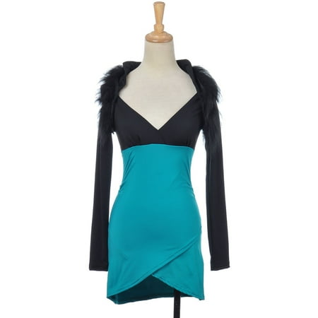 S/M Fit Blue Green Black Cruella Deville Inspired Cocktail Party Dress