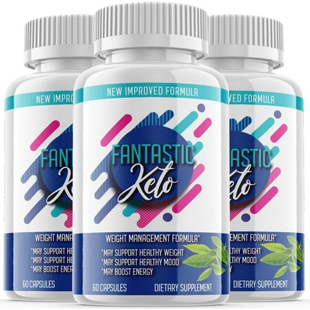 (3 Pack) Fantastic Keto - Keto Weight Loss Formula - Energy & Focus Boosting Dietary Supplements for Weight Management & Metabolism - Advanced Fat Burn Raspberry Ketones Pills - 180 Capsules