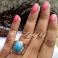 thumbnail image 2 of Larimar Ring â€“ 925 Sterling Silver Solid Gemstone Statement Ring, 2 of 10