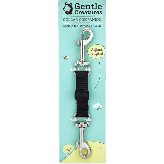 Gentle Creatures Collar Companion - Adjustable Collar Backup Clip for Dog Harness, Prong, Pinch Collar, Gentle Lead - Double Ended Clasp - Safety Clip