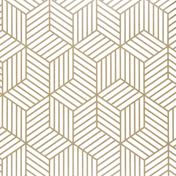 Papel tapiz WENMER 45 x 300 cm hexágonos dorados autoadhesivo de PVC