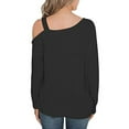 thumbnail image 3 of Abcnature Women Fashion Casual O-Neck Long Sleeve Cold Shoulder Solid Tops Blouse Plus Size Tops for Ladies Autumn Winter Casual Loose Tunic Blouse Black L, 3 of 4