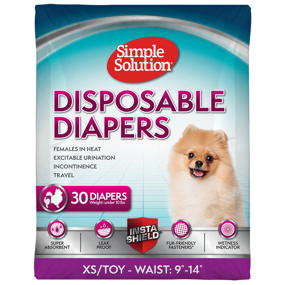 Simple Solution True Fit Disposable Female Dog Diaper XS/Toy, 30ct