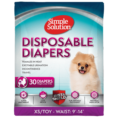 Simple Solution Disposable Female Dog Diapers, XS/Toy, 30 Count