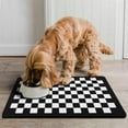 thumbnail image 2 of Dog Food Mat for Pet Dog Food Mat, Dog Mat for Food and Water, Pet Dog Cat Bowl Mat, Non-Slip Super Absorbent Water Bowl Mat with Black Checkered Plaid,16inx24in, 2 of 7
