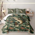 thumbnail image 2 of Erosebridal Cartoon Pike Fish Boys Girls Quilt King, Green Camouflage King Coverlet Set, 3pcs, 2 of 7