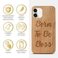 thumbnail image 4 of Case Yard Wooden Case Outside Soft TPU Silicone, Slim Fit Shockproof Wood Protective Phone Cover for Girls Boys Men and Women, Supports Wireless Charging Born To Be Boss Design case for iPhone-12-Mini, 4 of 7