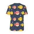 thumbnail image 2 of Daiia Cute Puffer Fish Mens Baseball Jersey Button Down Shirts Short Sleeve Sports Uniforms-Medium, 2 of 9