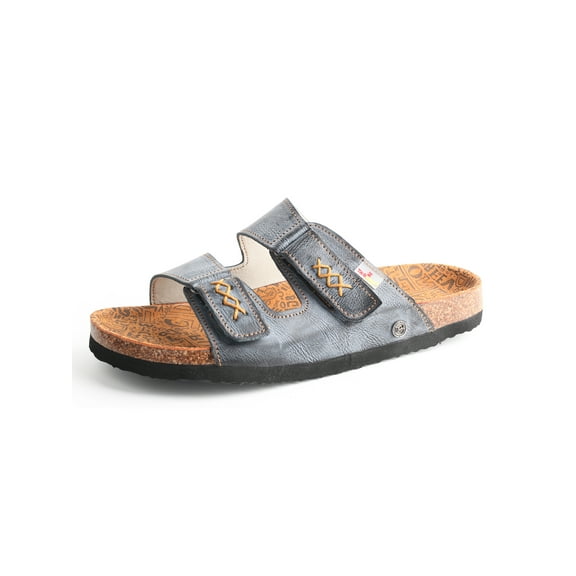 TMA EYES Women's Hand Stitching Open Toe Footbed Sandals Fashion Polka Dot Leather Casual Slippers