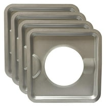4Pk Heavy Duty Chrome Square Drip Pan 7.5" Reusable Gas Burner Bib Liners Covers
