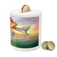 thumbnail image 3 of Mermaid Piggy Bank, Mermaid Playing Violin at Sunset View Colorful Realistic Design Soft Dreamlike, Ceramic Coin Bank Money Box for Cash Saving, 3.6" X 3.2", Multicolor, by Ambesonne, 3 of 4
