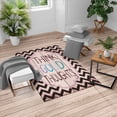 thumbnail image 1 of Saying Turkish Area Rug, Think Thoughts Message with Rainbow Colored Letters on Chevron Zigzag Lines, Soft Carpet for Living Room Decor with Distressed Look, 4' X 5.7', Seal Brown, by Ambesonne, 1 of 4