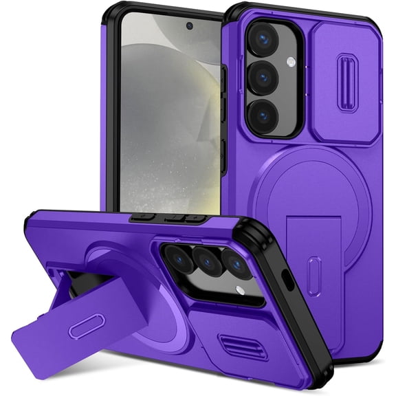 REQO Magnetic Stand for Samsung Galaxy S26 5G Case with Camera Lens Cover, Slim Heavy Duty Protection Shockproof Cover Phone Case for Samsung S26 5G