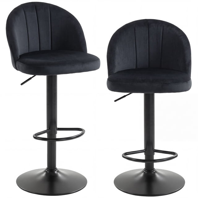 HOMCOM Bar Stools Set of 2, Swivel Counter Height Barstools, Black