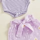 thumbnail image 4 of Traje de Manga Larga para las Niñas Rayas de Manga Volante Cuello Redondo Superior, Pantalones de Manga Larga a Rayas con Cintura Elástica Y Banda, Algodón Suave Niños Romper de Bebé, 4 of 6