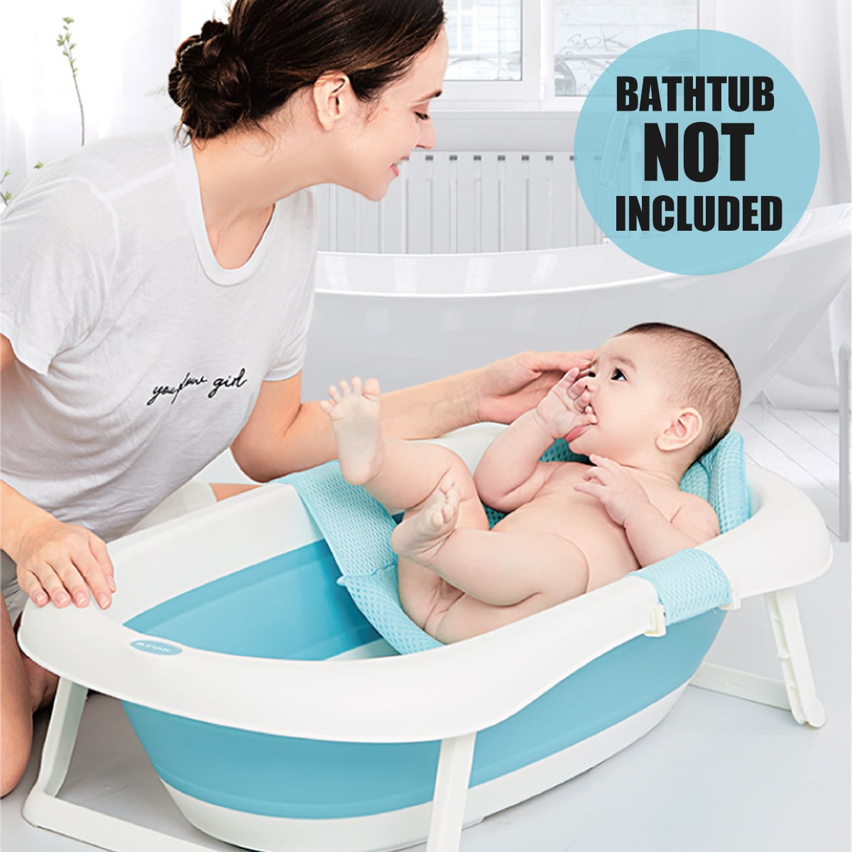 Baby Bath Seat Support Net Bathtub Sling Shower Mesh Bathing Cradle Mat for Tub