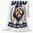 thumbnail image 2 of Shih Tzu Dad'S Daily Life Humorous Portrait Navy, Playful Pet Portrait Pattern, Warm Flannel Blanket for Living Room and Bedroom, Dog Lovers Father's Day Gift, Pet Lover Home Decor, 2 of 9
