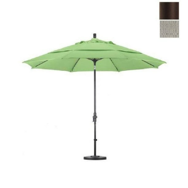 11' Fibre de Verre Marché Umbrella Col Inclinaison Bronze/oléfine/tissé Granit/dwv