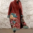 thumbnail image 6 of Tiqkatyck Womens Winter Coats Clearance Women's Winter Coat Long Overcoat Floral Print Trench Coat Thermal Warm Heated Coat Double Breasted Lapel Windproof Oversized Street Jacket for Women Red, 6 of 7