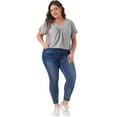thumbnail image 3 of DARING DIVA Women's Plus V Neck Ruffle T Shirt Tee Tops 3X Grey, 3 of 6
