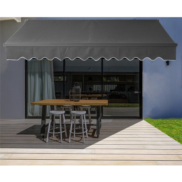 ALEKO Motorized Black Frame Retractable Home Patio Canopy Awning 20x10 ft, Black Color