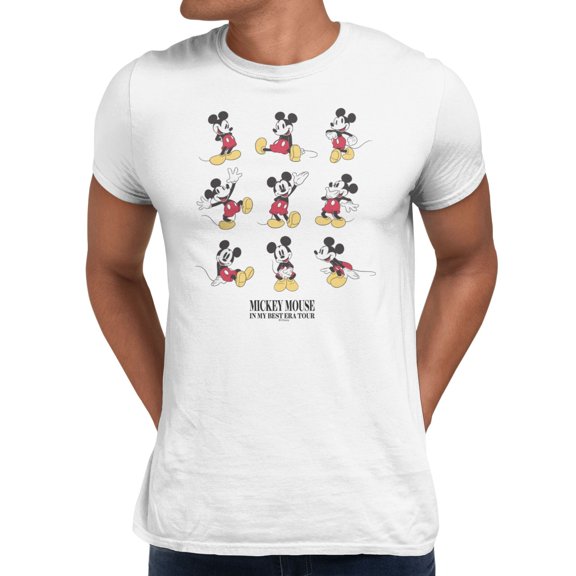 Disney Mickey Mouse Best Era Tour Poses Men's T Shirt (White, S-XXXL)