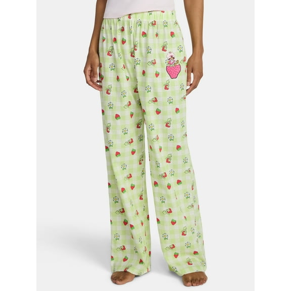 Strawberry Shortcake Women’s Strawberry Checker Cotton Graphic Pants, Sizes XXS-XXL