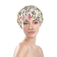 thumbnail image 3 of Kdxio Bunny Floral Print Shower Cap for Women,Elastic and Reusable,Double Waterproof Layers Bathing Hat, 3 of 9