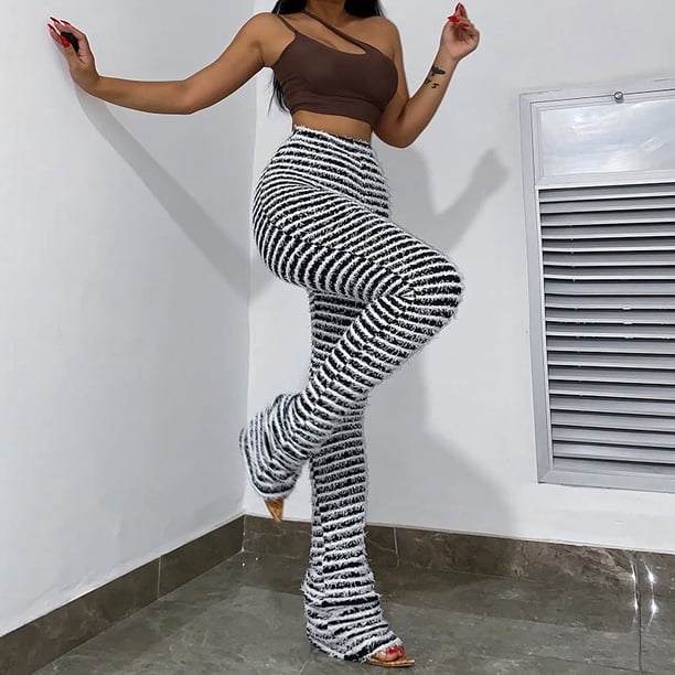Pantalones ajustados sexys de rayas de punto para mujer, moda de verano europea y americana, pantalones casuales de cintura alta y cadera para chicas calientes