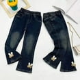 thumbnail image 2 of Chbgutlmr Girls Flared Jeans Elastic Waist Denim Pants Casual Fitted Bell Bottoms Kids Toddler Clothes, 2 of 3