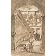 thumbnail image 2 of Francesco Guardi 13x18 Black Ornate Wood Framed Double Matted Museum Art Print Titled - Architectural Fantasy; Figures on a Grand Staircase (1712-93), 2 of 5