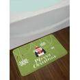 thumbnail image 2 of Christmas Bath Mat, Nerdy Funny Penguin Holding a Gift Box Hanging Line Snowflake Ornaments, Plush Bathroom Decor Mat with Non Slip Backing, 29.5" X 17.5", Olive Green White, by Ambesonne, 2 of 2