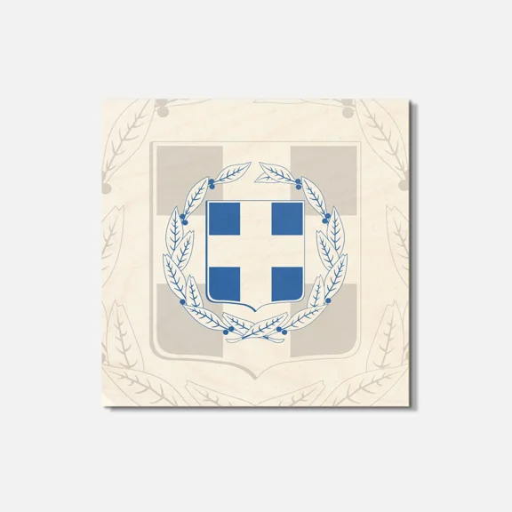 Greece Coat Of Arms 4'' X 4'' Square Wooden Coaster