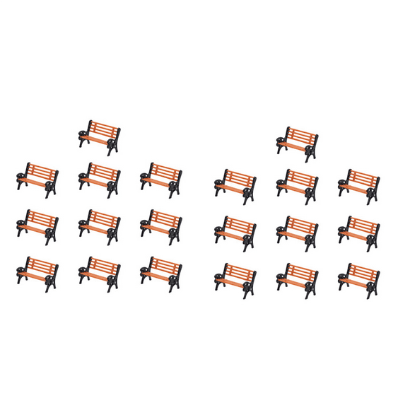 20Pcs Model Train HO N O Scale 1:100 Bench Chair Model Settee Street Park Layout Plastic Crafts,Garden/Railway Layout