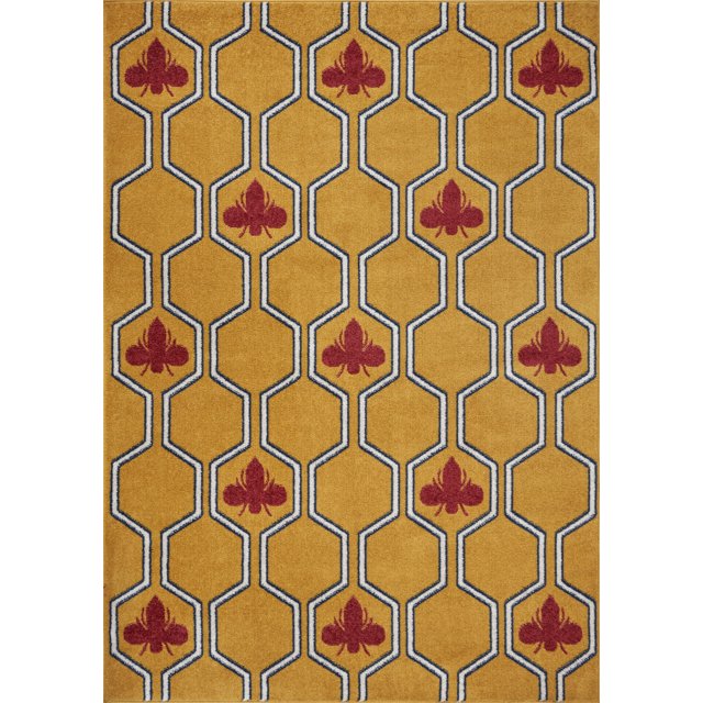homeroots home decor 395754 5’ x 7’ Yellow and Red Honey Bee Area Rug