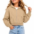 thumbnail image 2 of Dwellite Girls Zip-Up Hooded Lightweight Casual Fall Winter Sweatshirt with Pocket 5-13 Years Khaki 130, 2 of 6