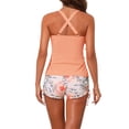 thumbnail image 3 of INSPIRE CHIC Women's Criss Cross Strappy Bikini Sets 2 Piece Pattern Drawstring Boyshorts Bottoms Swimwear Suits Medium Pink Sherbert, 3 of 5