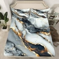thumbnail image 2 of Manfei Marble Texture Road Bed Sheets,Gray Gold Black King Sheets,Modern Fluid Art Sheet Set For Girl,Microfiber Room Decoration,4-Piece, 2 of 7