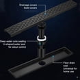 thumbnail image 3 of Mango Tile 24 Inch Linear Rectangle Shower Floor Drain Channel for Bathroom, Fast Drainage with Hair Strainer, CUPC Certified, Adjustable Leveling Feet with Removable Pattern Grate, Black, 3 of 7