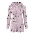 thumbnail image 3 of Pxkloy Fleece Onesie Pajamas for Women Cute Printed Casual Loose Loungewear Sherpa Lined Winter Warm Jumpsuit Zipped Ear Hoodies Sleepwear 2025 Pink,M, 3 of 5