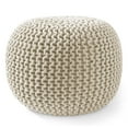 thumbnail image 2 of Casafield Round Pouf Ottoman, Natural - 20" Dia x 14.5" High Cotton Knit Foot Stool - Boho Floor Pouffe for Living Room, 2 of 7